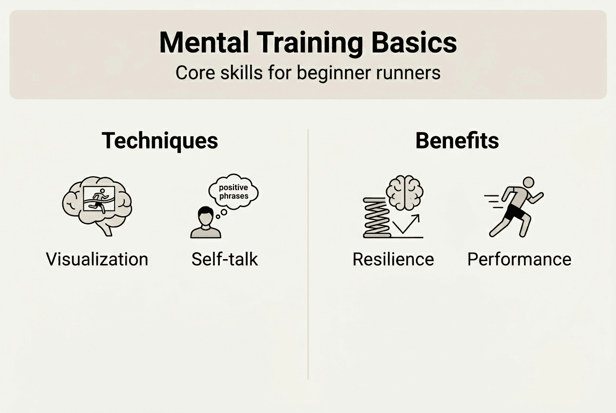 Infographic showing mental training key techniques and benefits