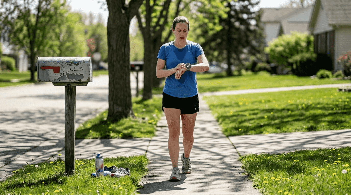 Runner pausing for walk interval during training