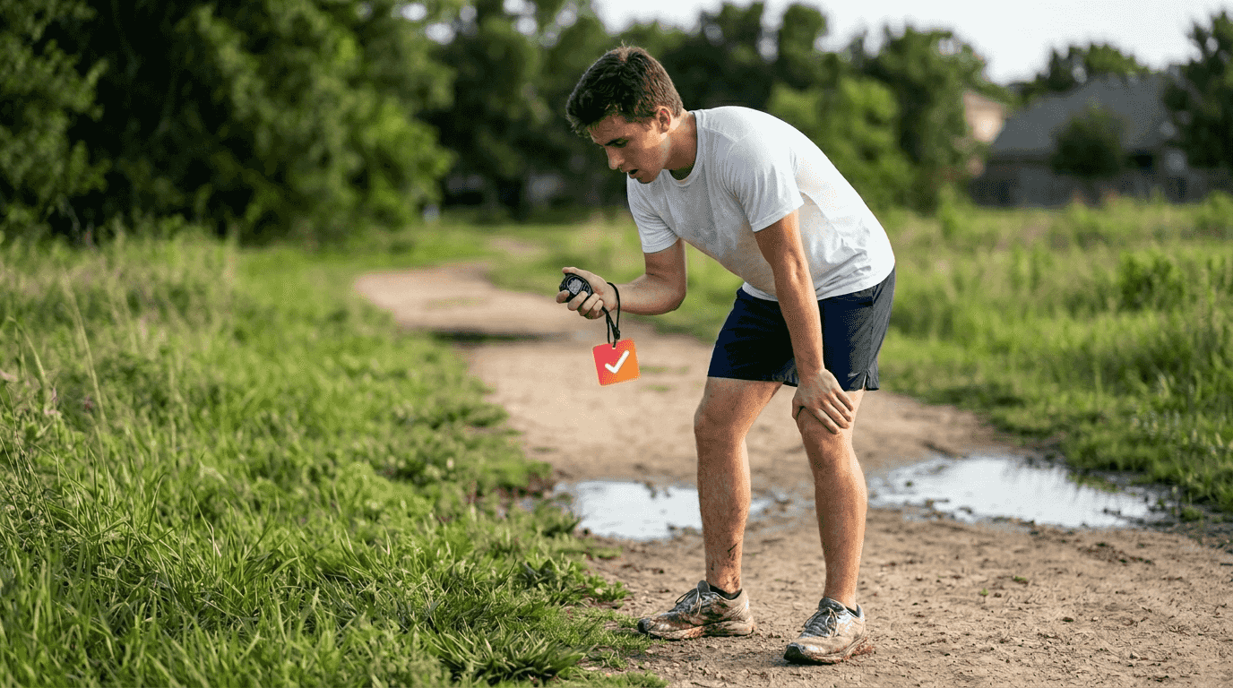 Runner timing interval session on local trail