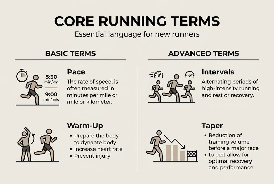 Infographic showing core and advanced running terms