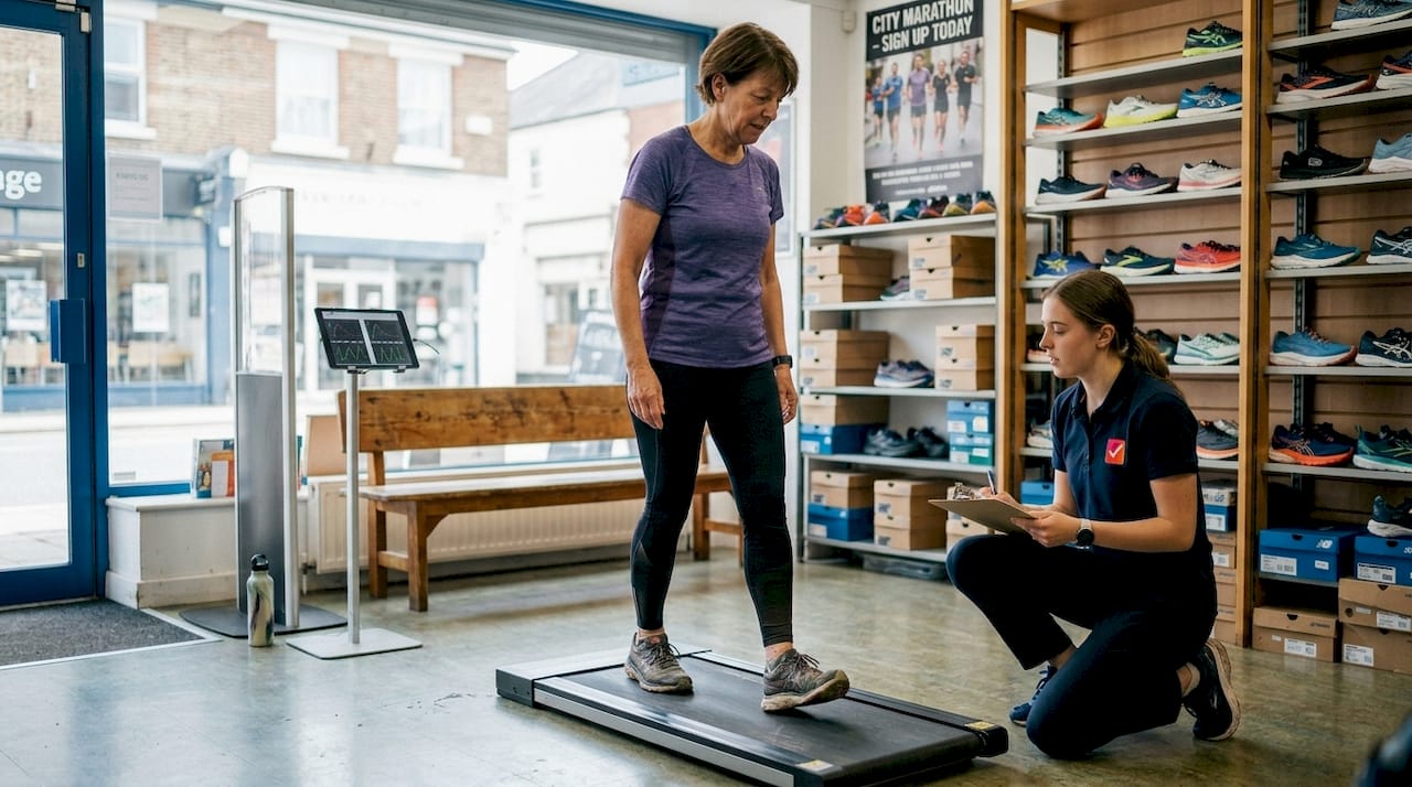 Runner getting shoe fitting analysis