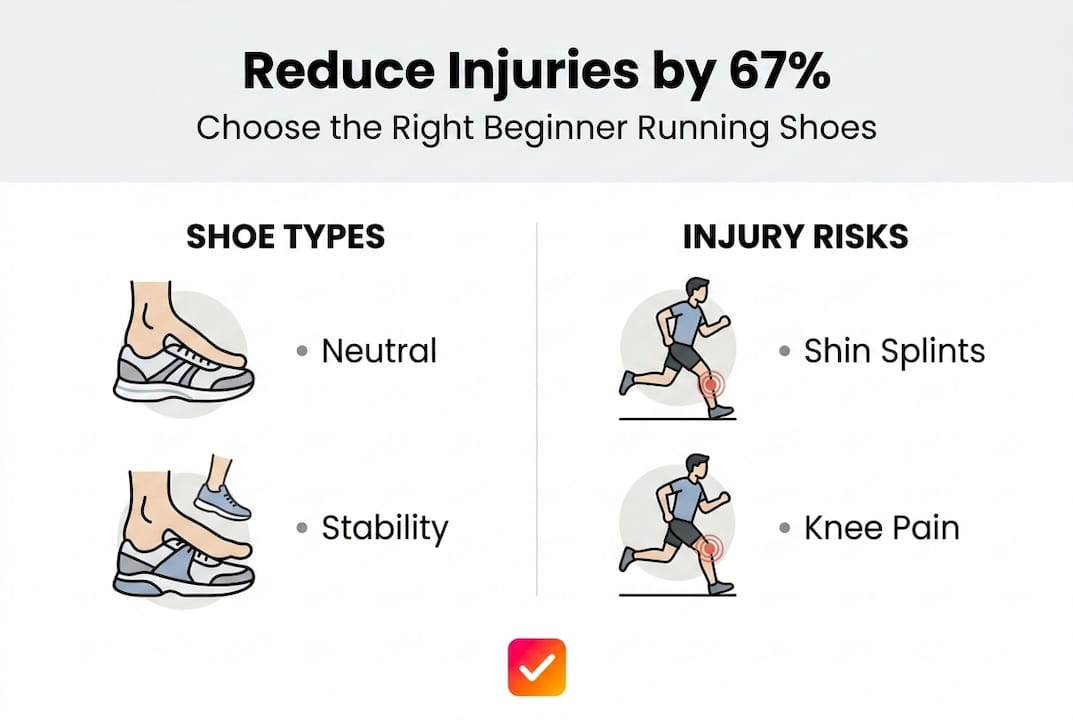 Infographic showing shoe types and injury risks