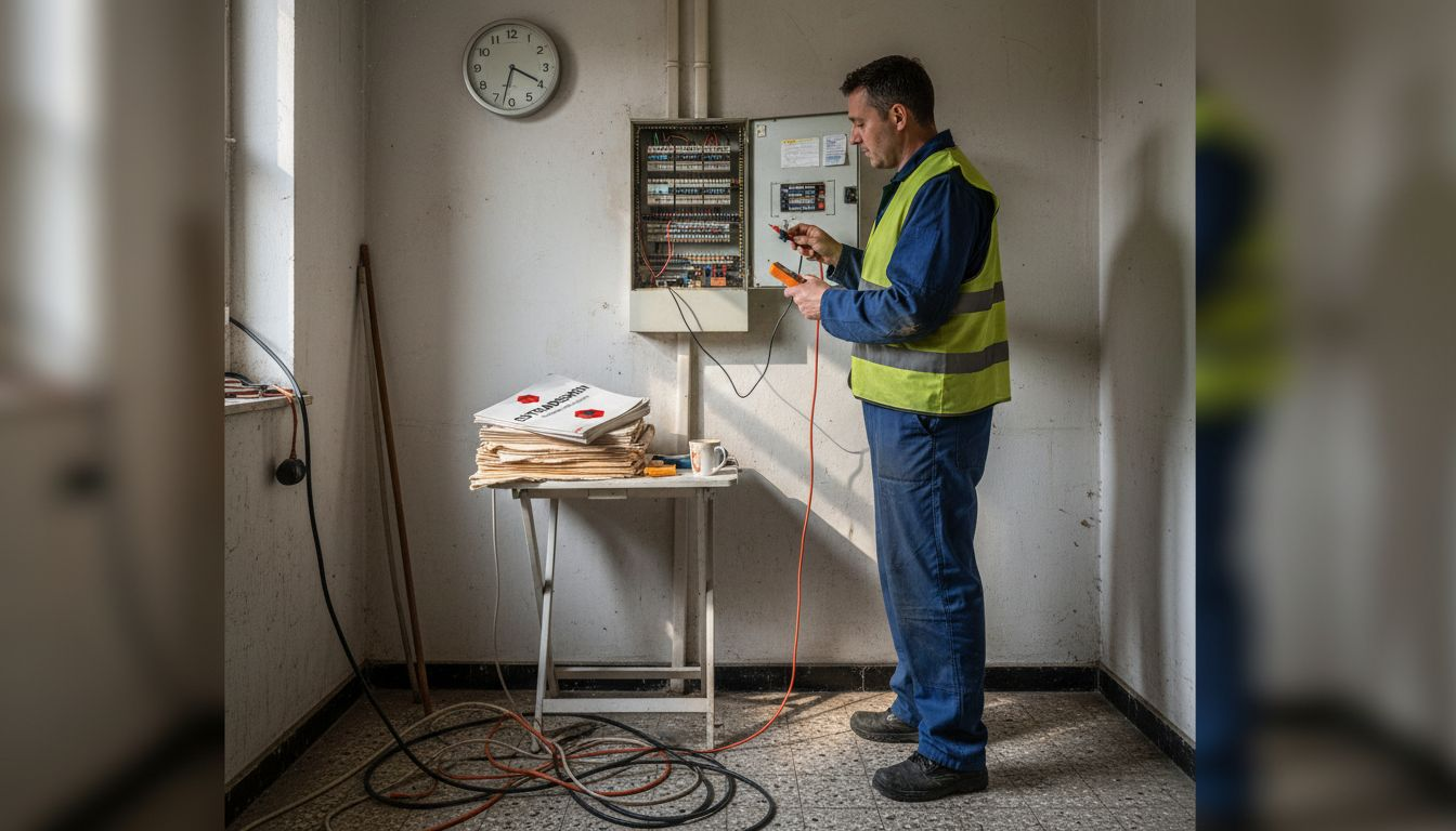 Electrician checking fuse box in Waterloo home