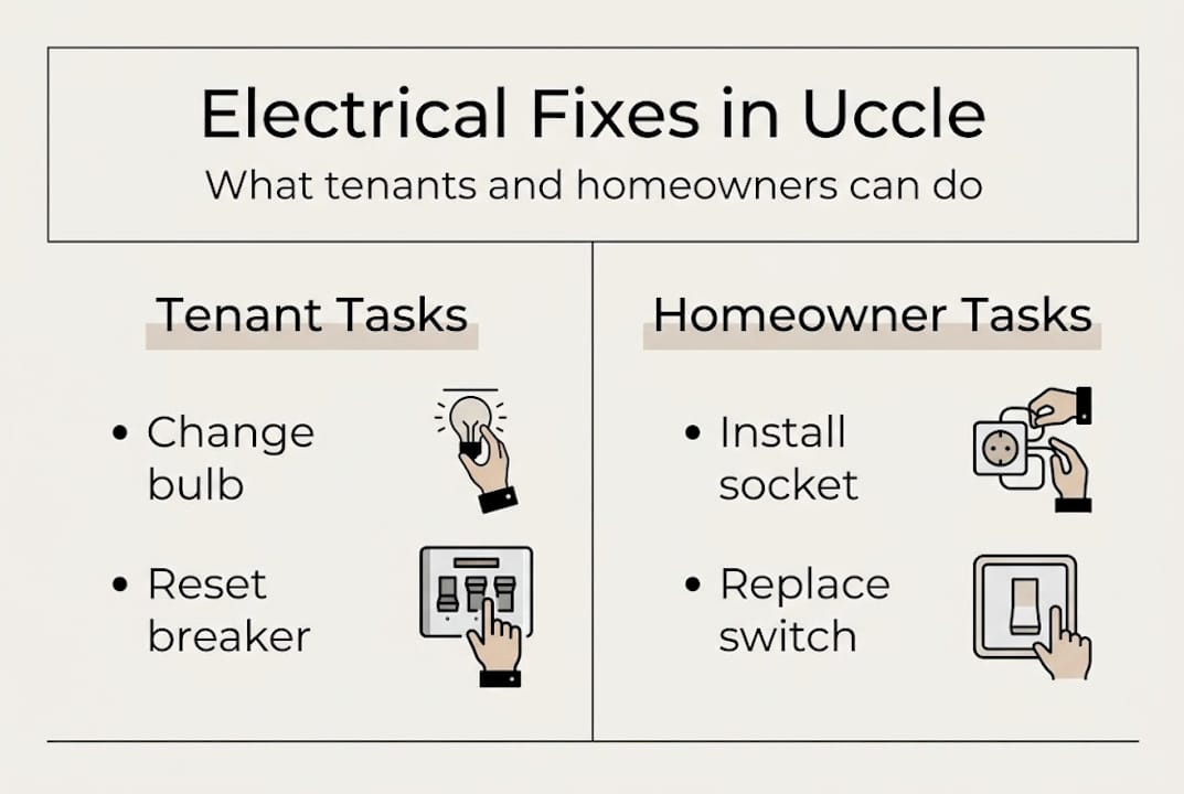 Infographic on allowed electrical fixes for tenants and homeowners