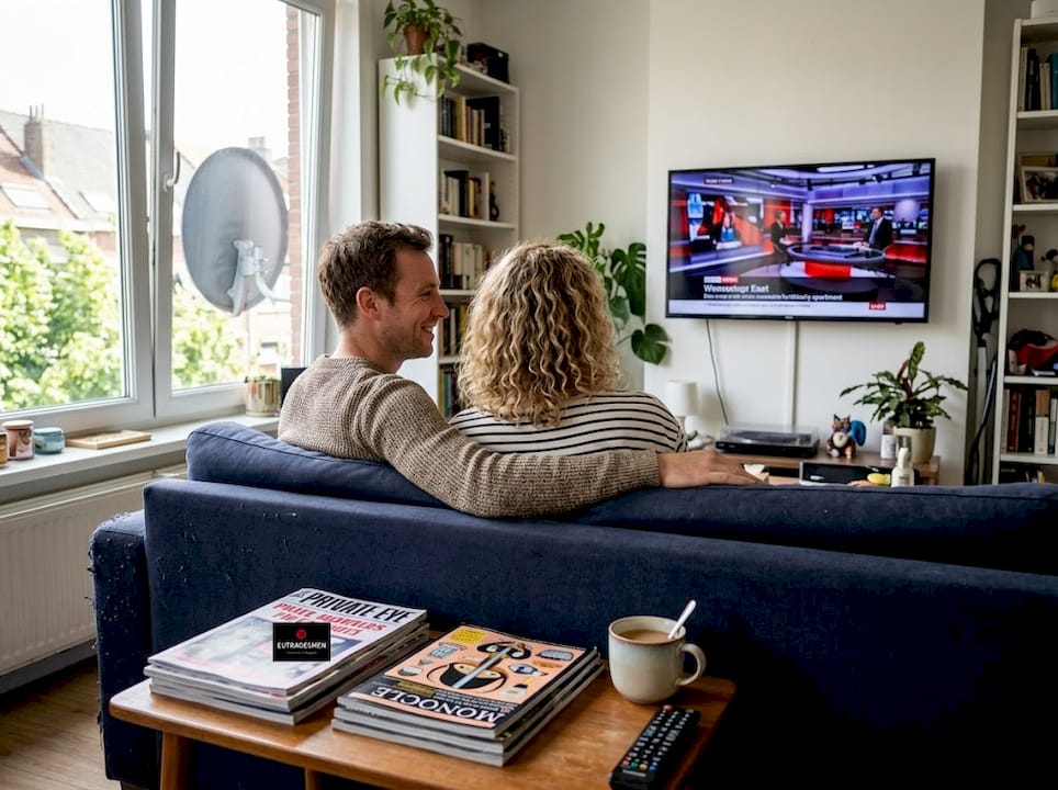 Expat couple watching UK TV in Waterloo