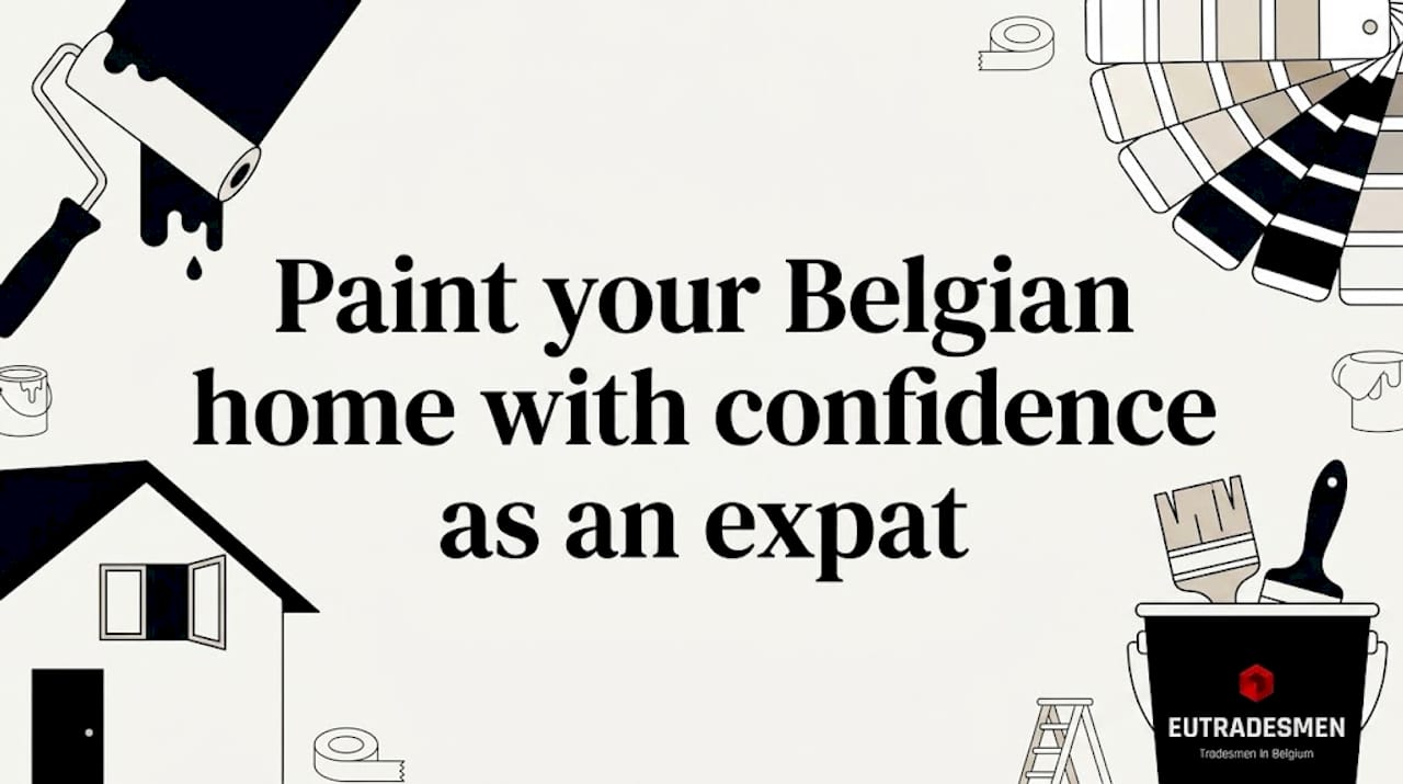 Flat vector Belgian home painting title card illustration