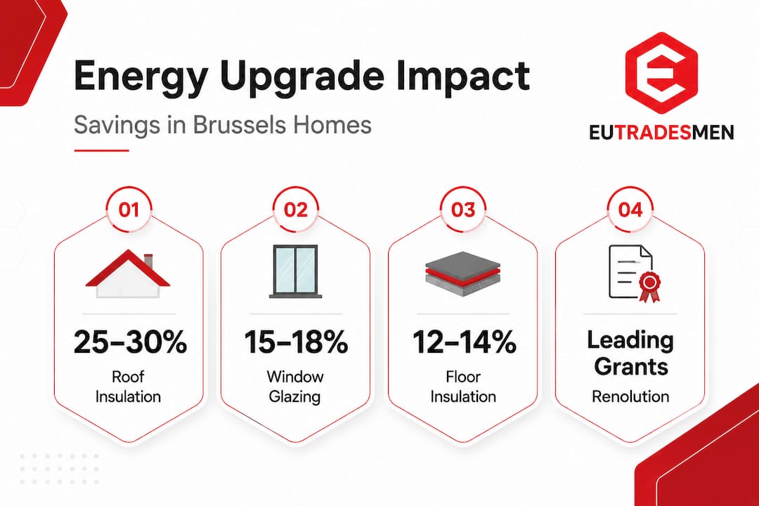Infographic showing energy upgrade savings for Brussels homes