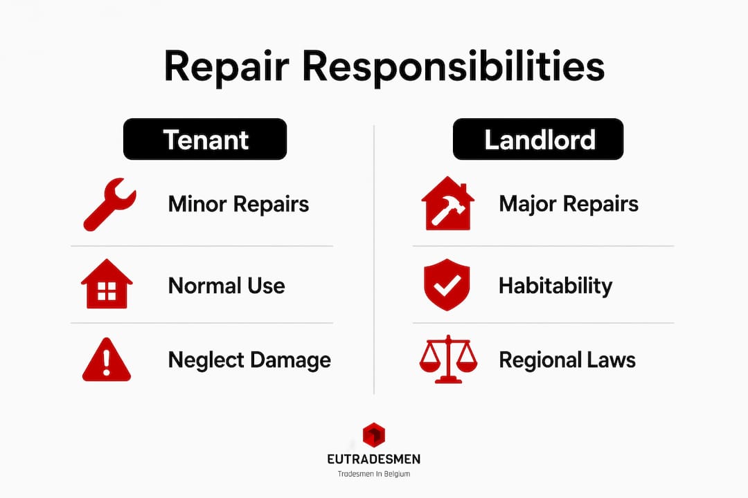Infographic comparing tenant and landlord repair duties
