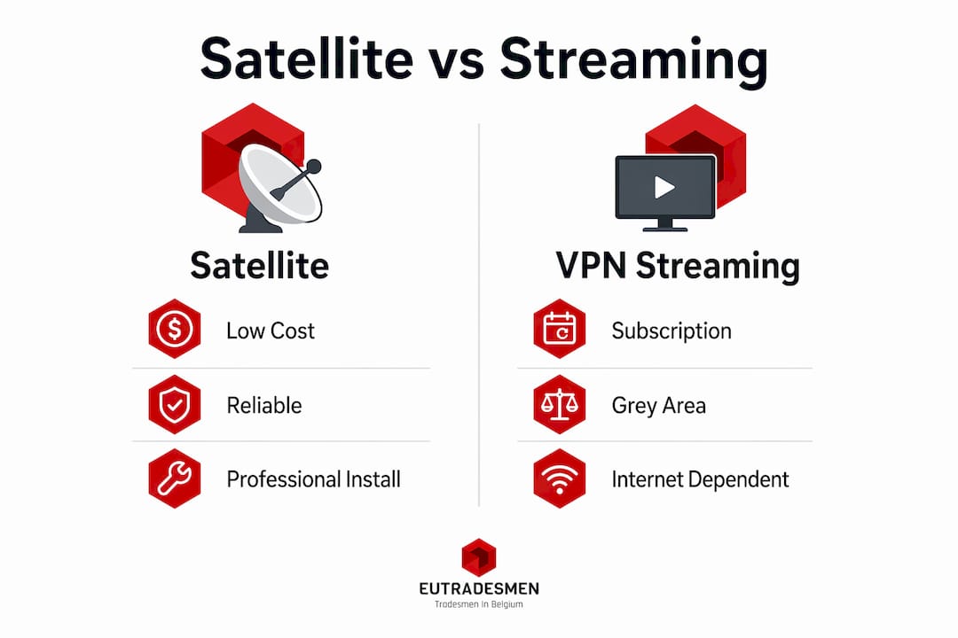Infographic comparing satellite and streaming for UK TV
