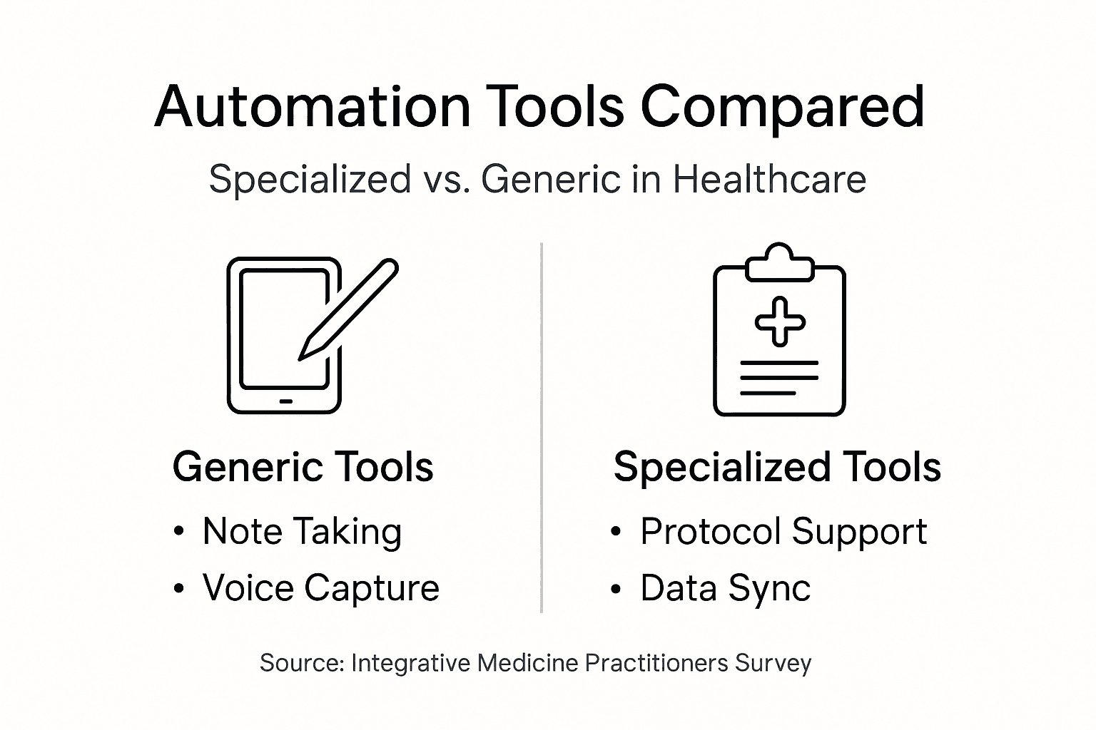 Infographic comparing healthcare automation tool features