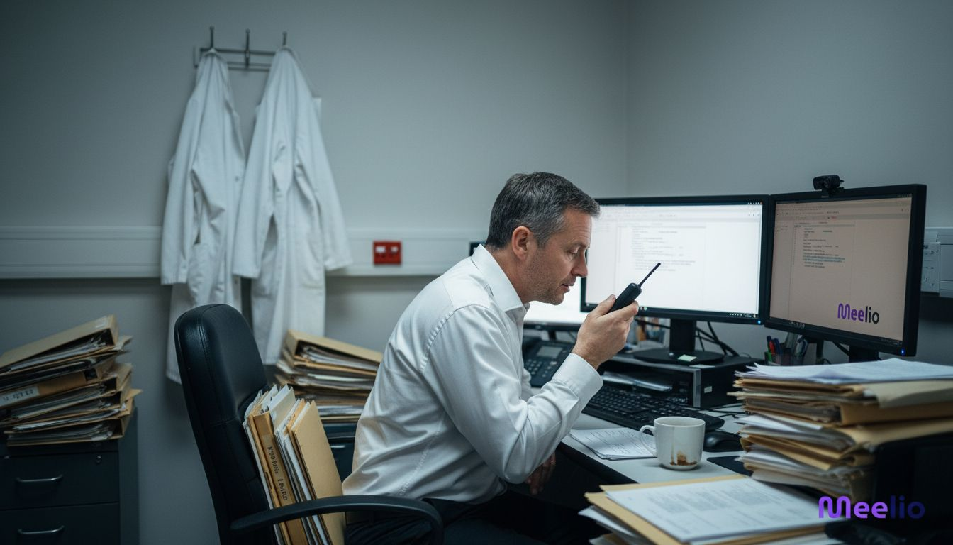 Healthcare worker dictating notes for AI processing