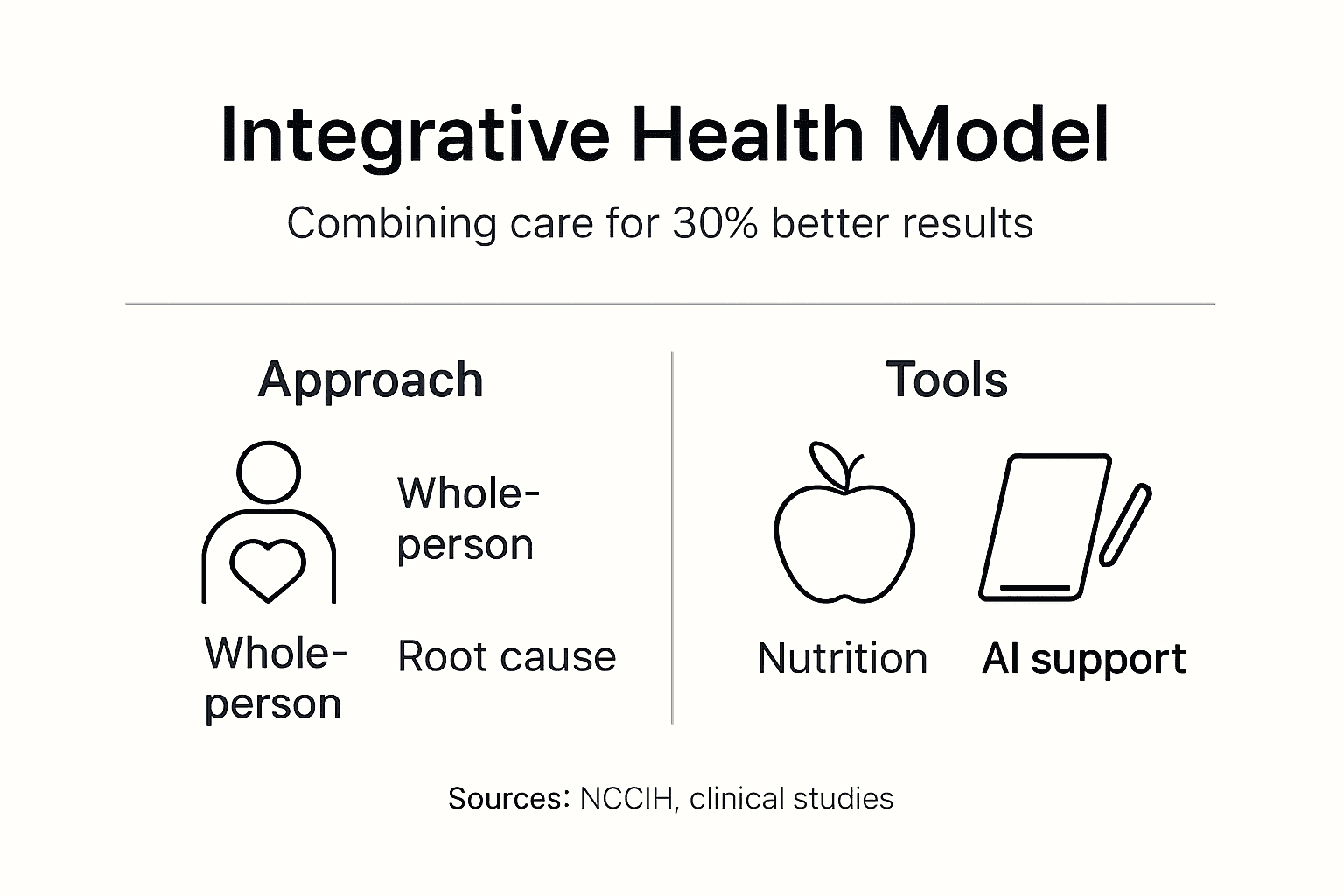 Infographic of integrative health and AI tools