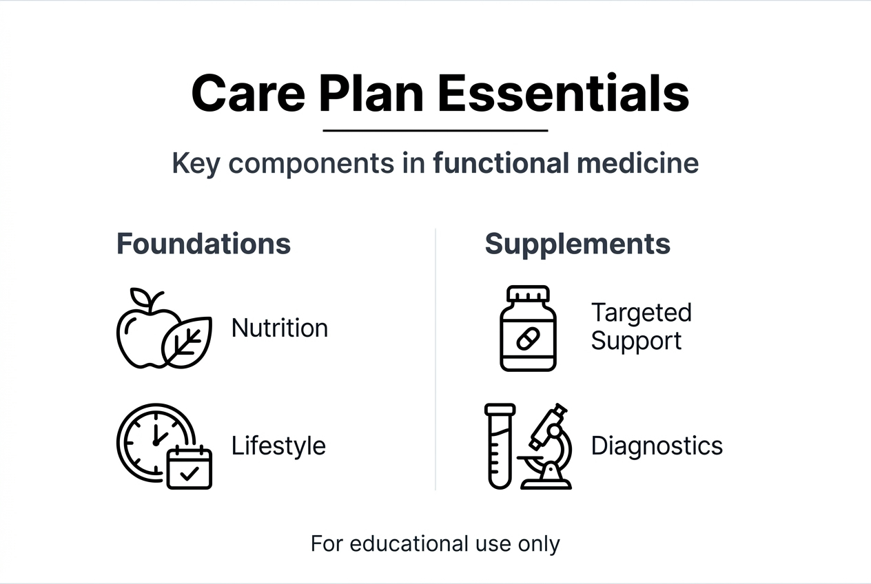 Infographic of care plan essentials categories