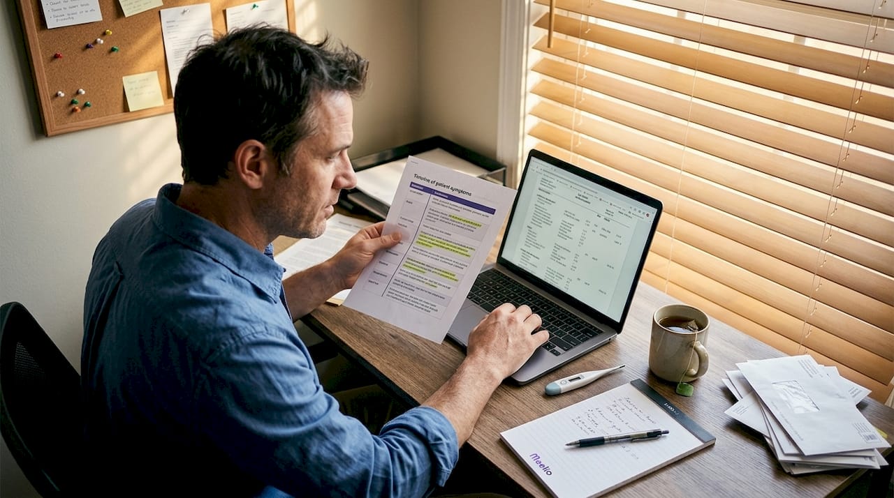 Dietitian analyzing patient timeline and labs
