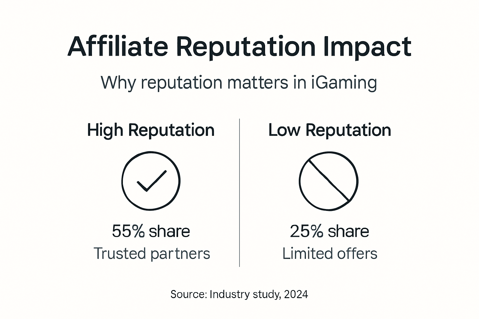 Infographic comparing high vs low affiliate reputation