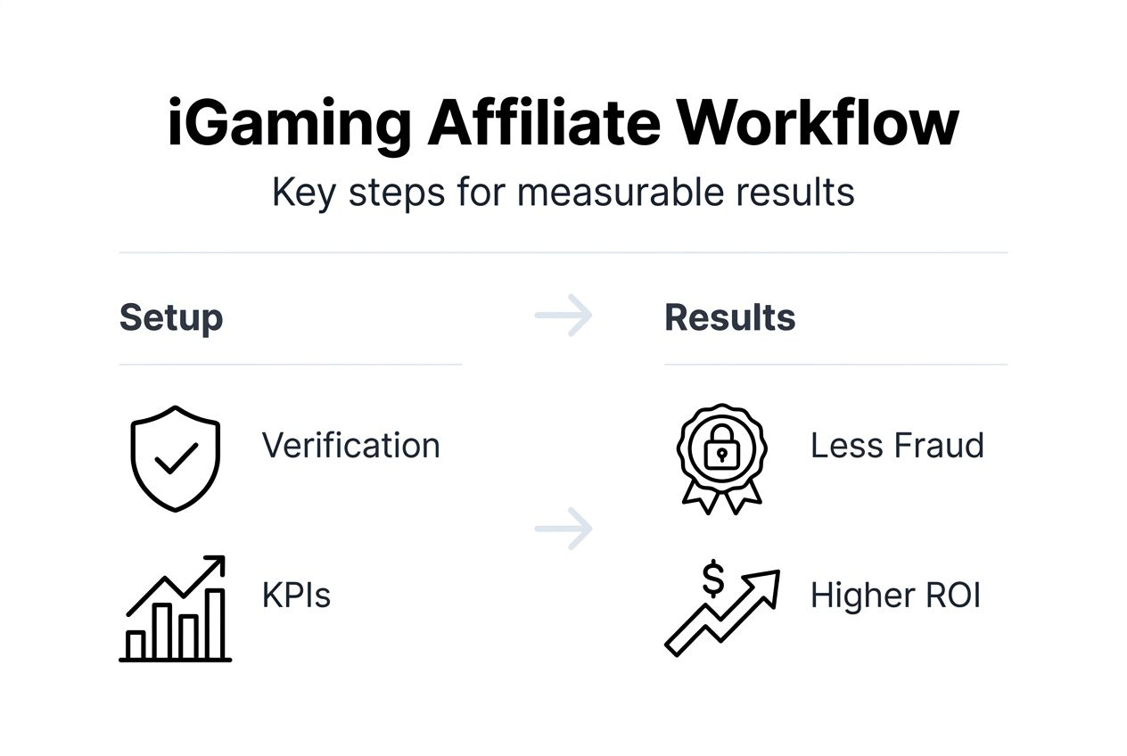 Infographic of iGaming affiliate workflow steps