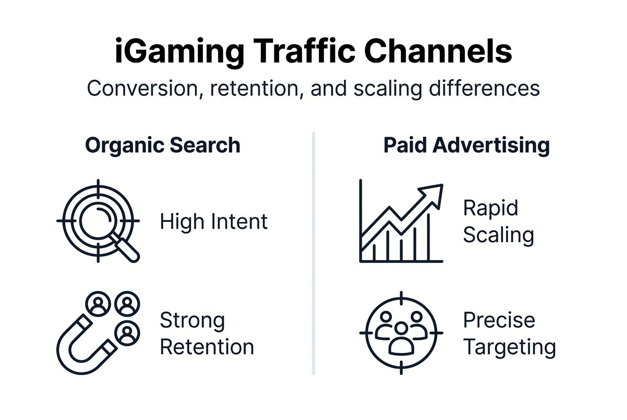 Infographic comparing iGaming traffic sources