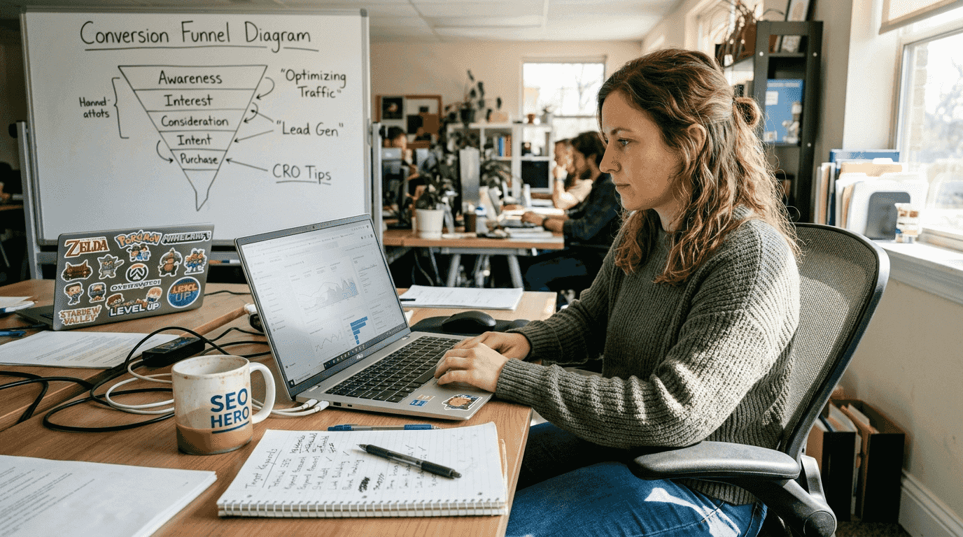 SEO specialist tracking organic search conversions