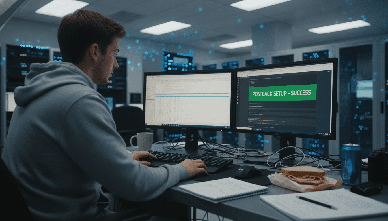Specialist setting up server tracking station