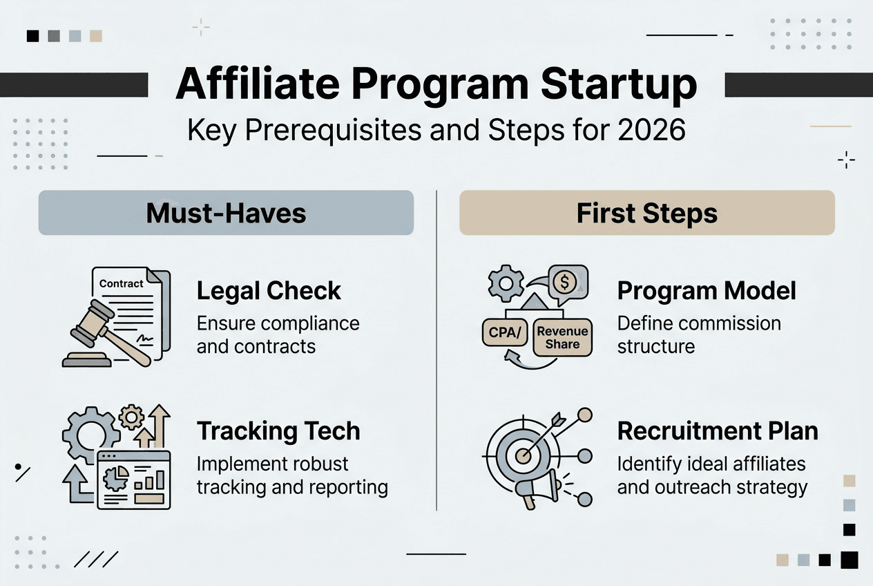 Infographic showing steps to setup affiliate program