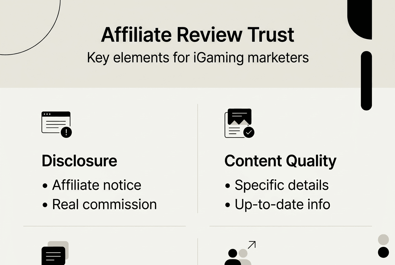 Infographic showing affiliate review trust checklist