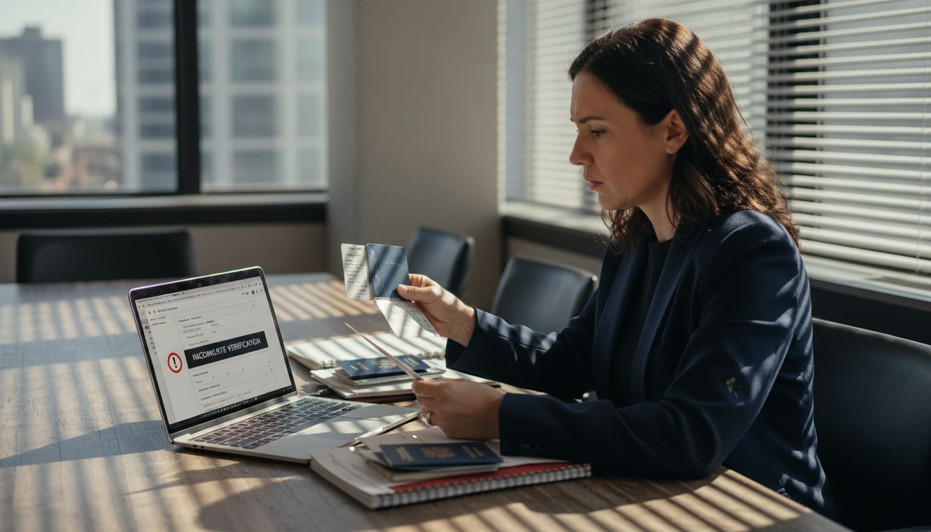 Coordinator reviewing AML verification documents