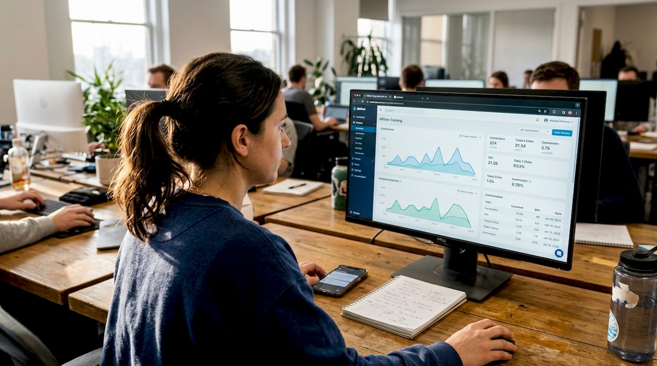 Affiliate tracking dashboard in open office