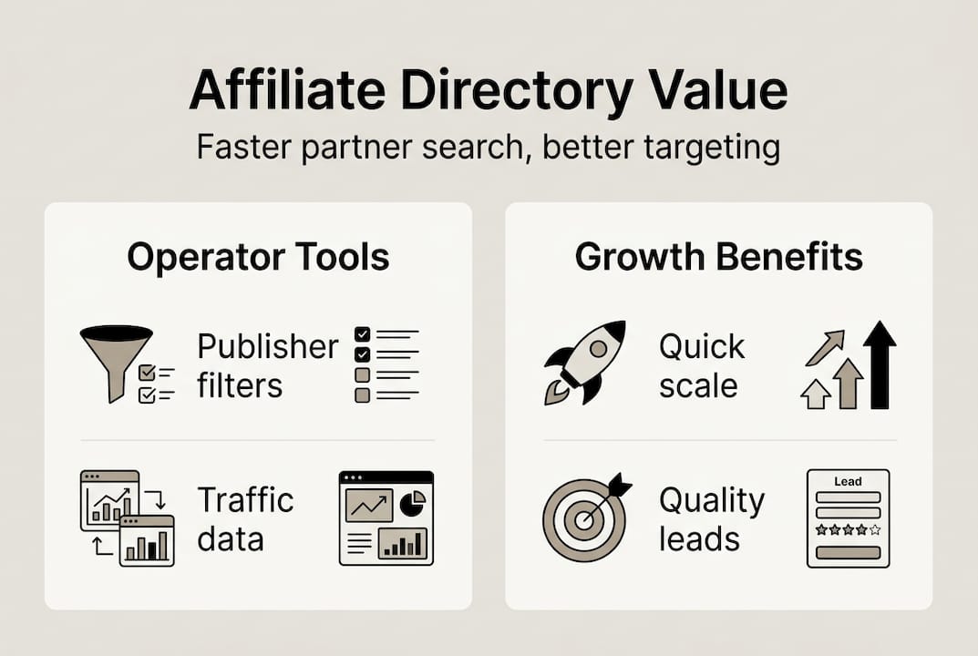 Infographic showing affiliate directory benefits