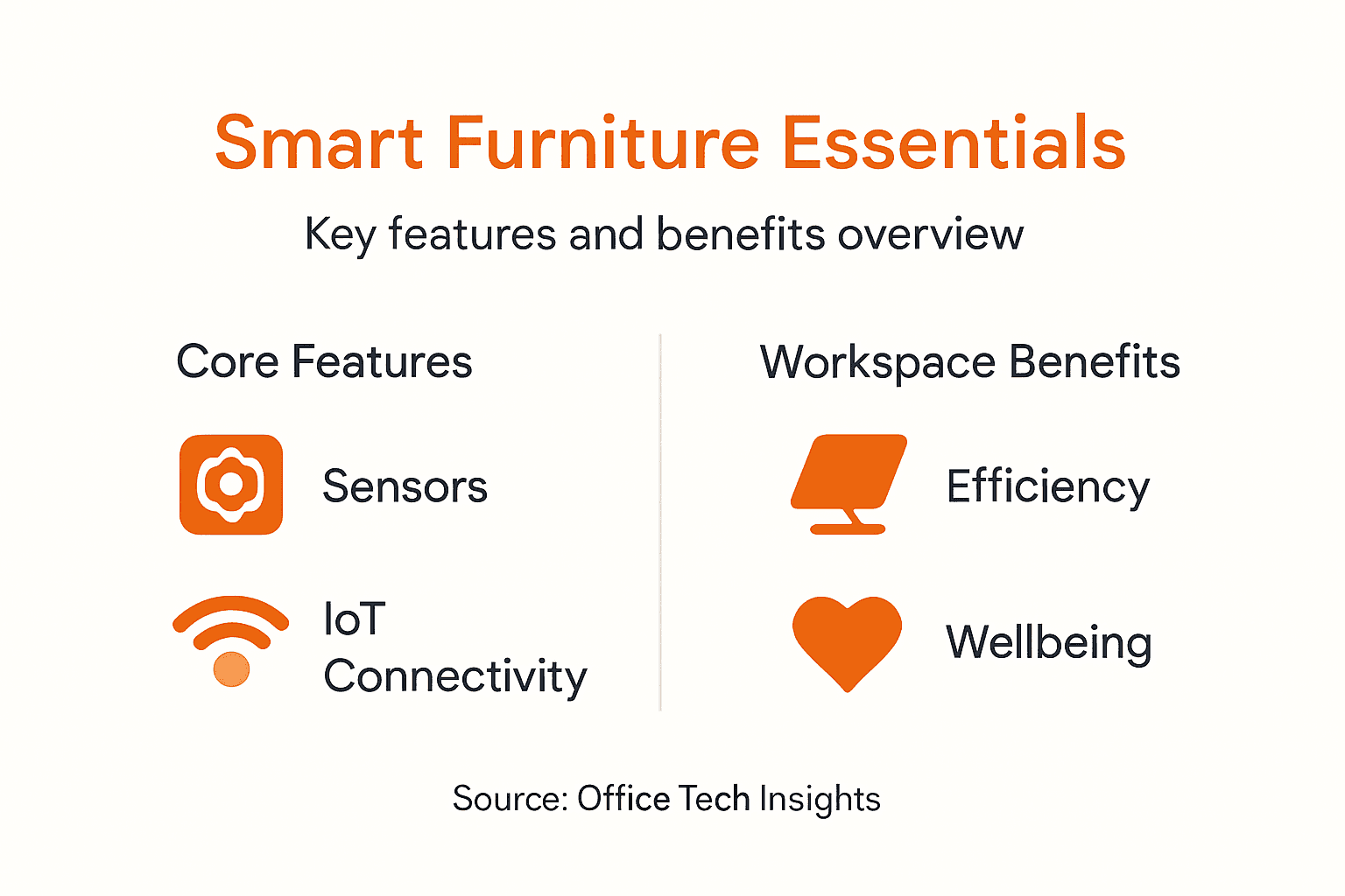 Infographic showing smart furniture features and benefits