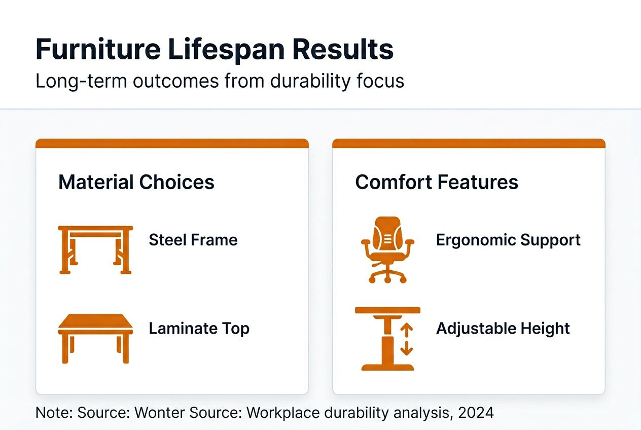 Infographic showing durability outcomes and features