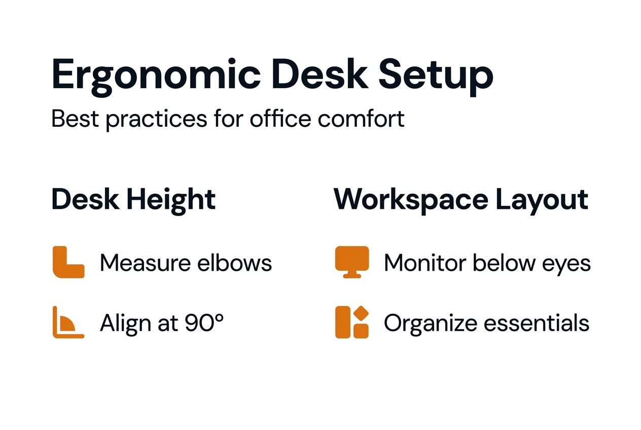 Infographic shows ergonomic desk and workspace tips