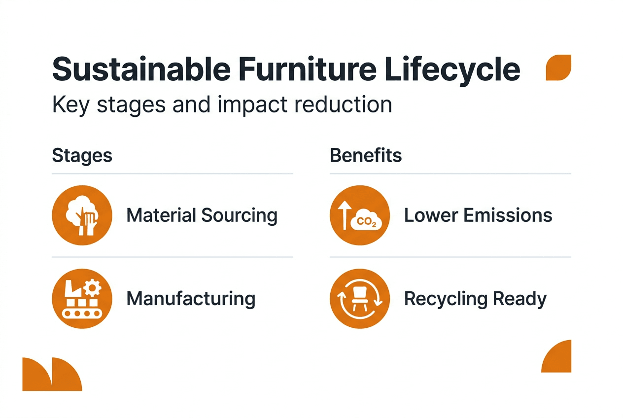 Infographic of sustainable office furniture lifecycle