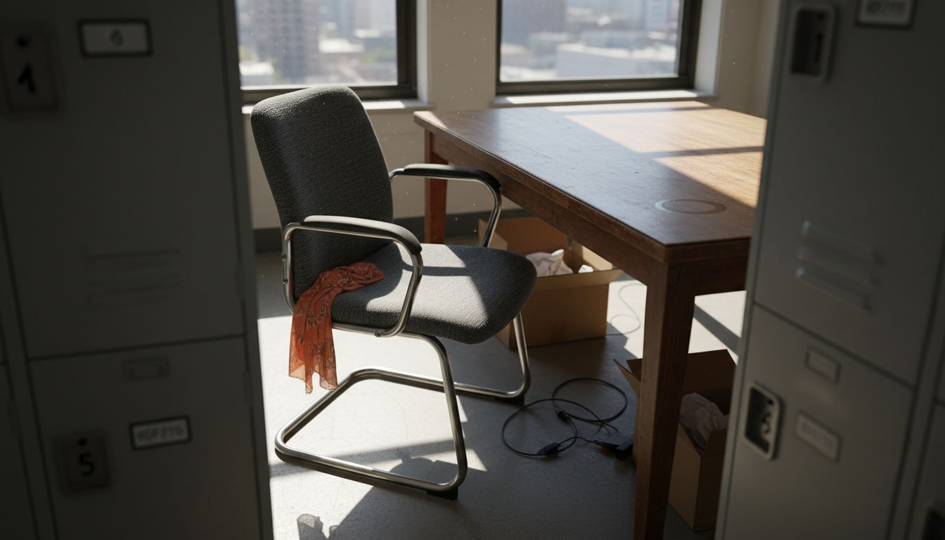 Durable steel-framed office chair near table