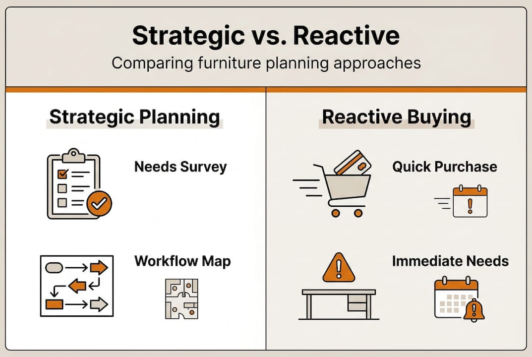 Infographic comparing planning versus reactive buying