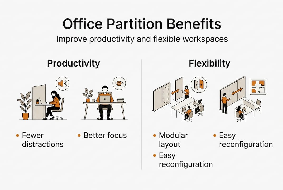 Infographic on productivity and flexibility with partitions