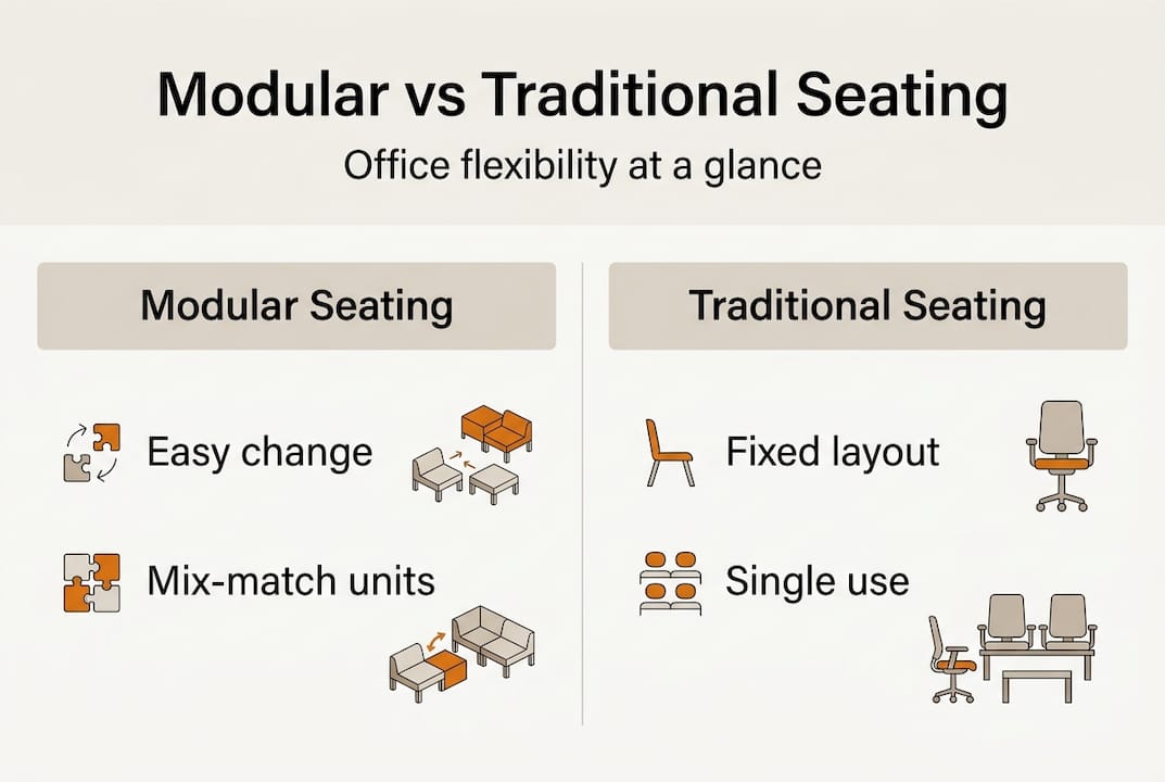 Infographic comparing modular and traditional office seating