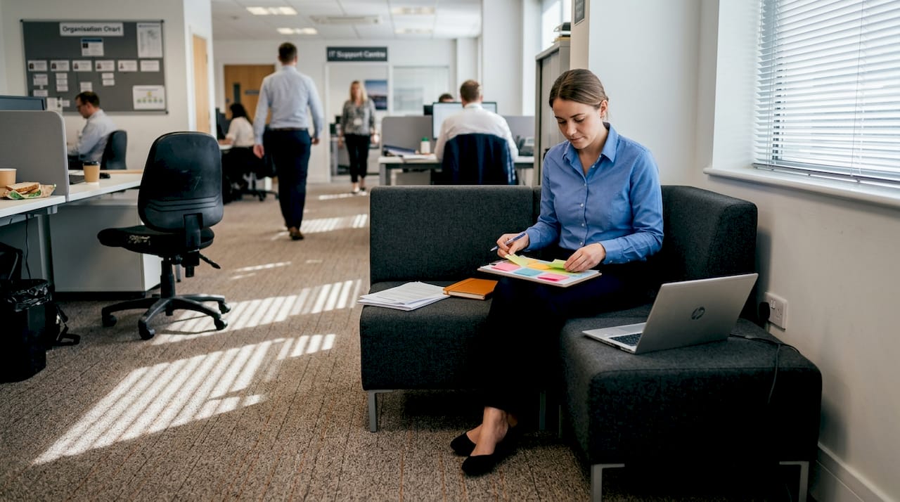 Brixworth corner modular seat in office setting