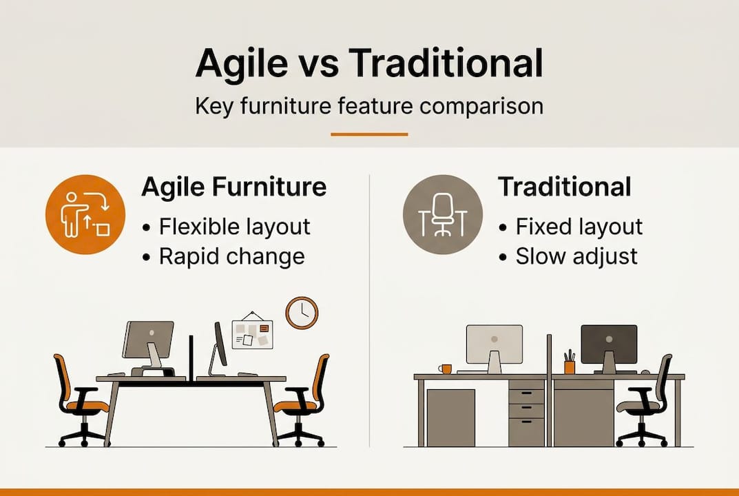 Infographic of agile versus traditional furniture key points