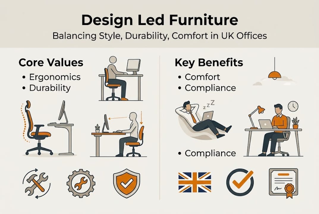 Infographic summarizing design led furniture features