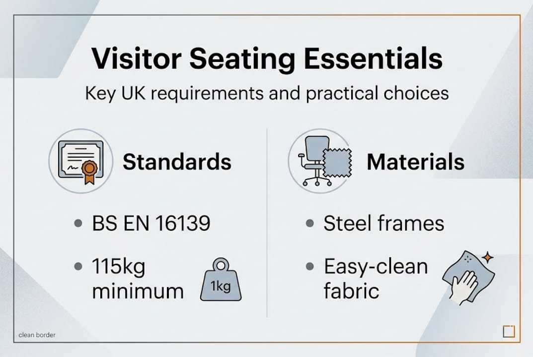 Infographic on visitor seating UK standards and materials