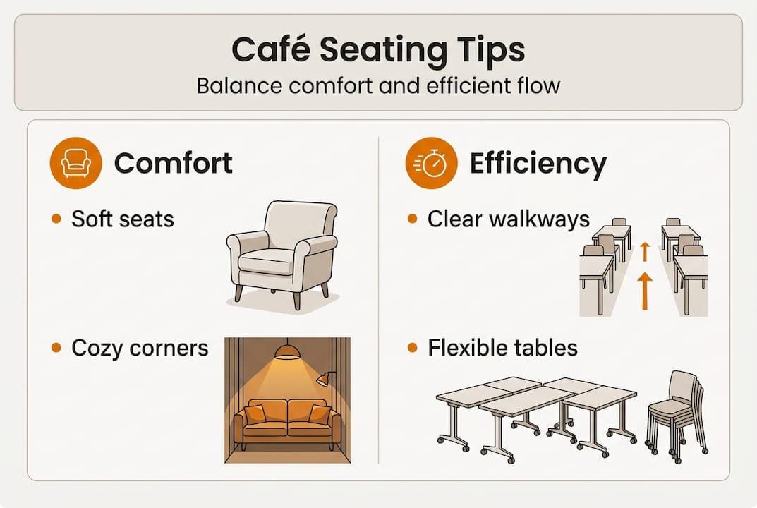 Infographic showing café seating tips