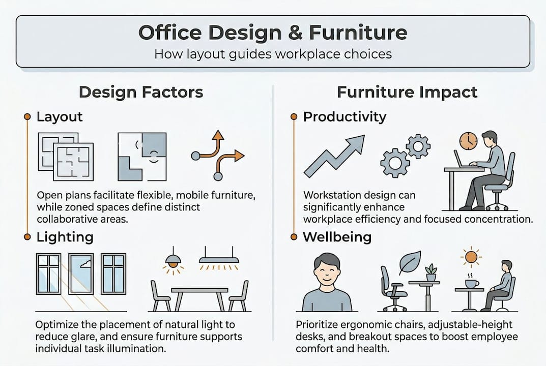 Infographic links design factors and furniture impact