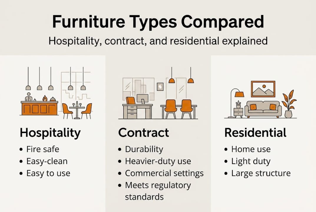 Infographic comparing furniture types and features