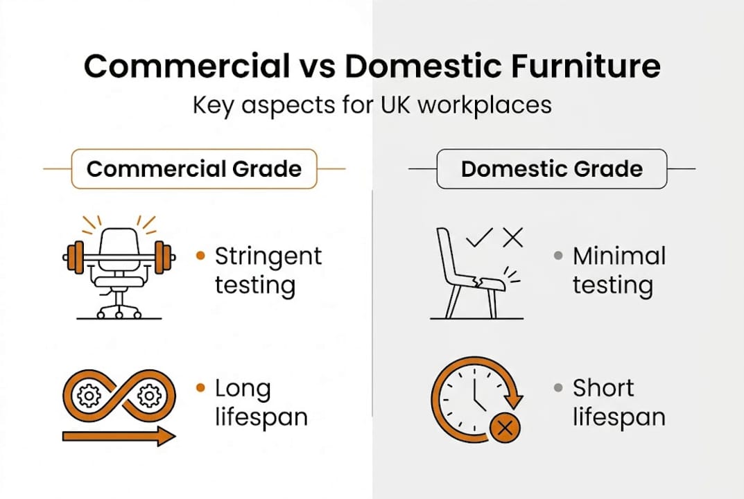 Infographic comparing types of office furniture