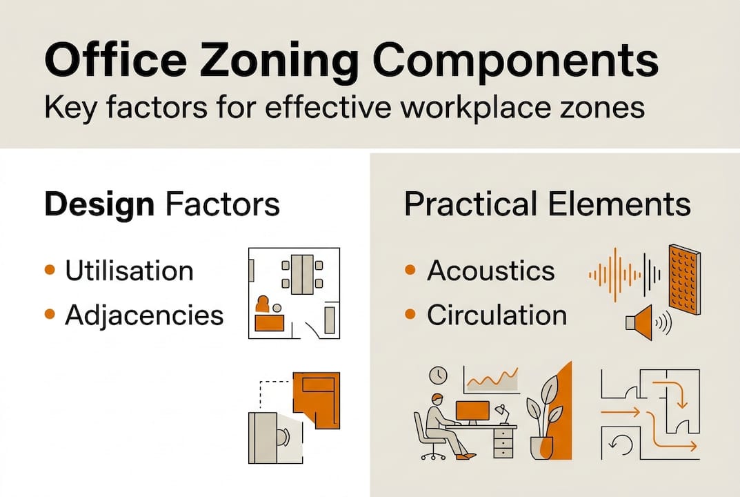 Infographic shows office zoning core factors