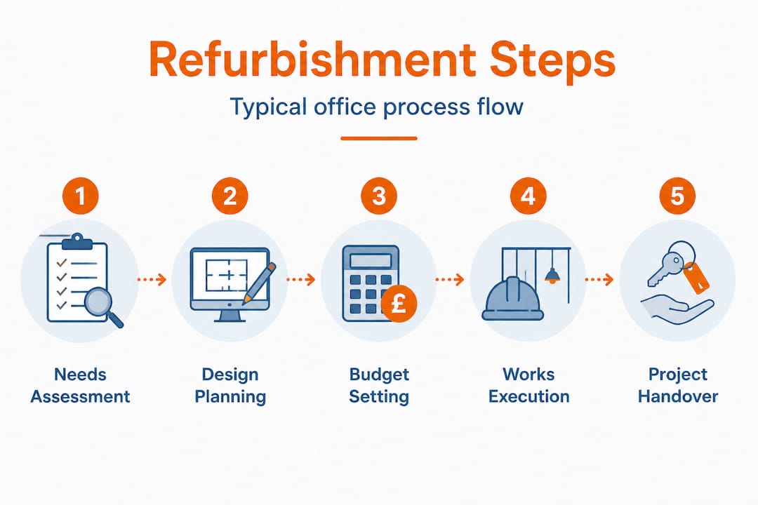 Infographic shows steps of office refurbishment