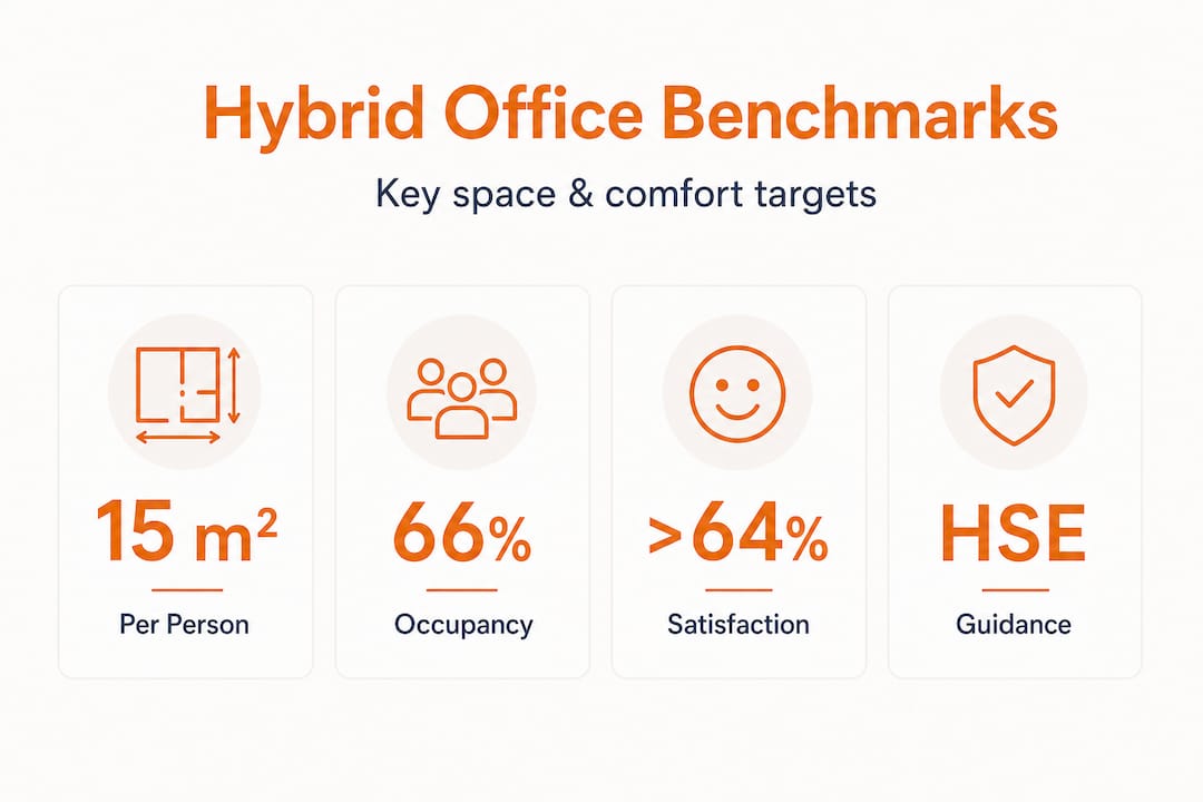 Infographic visualizing hybrid workspace benchmarks