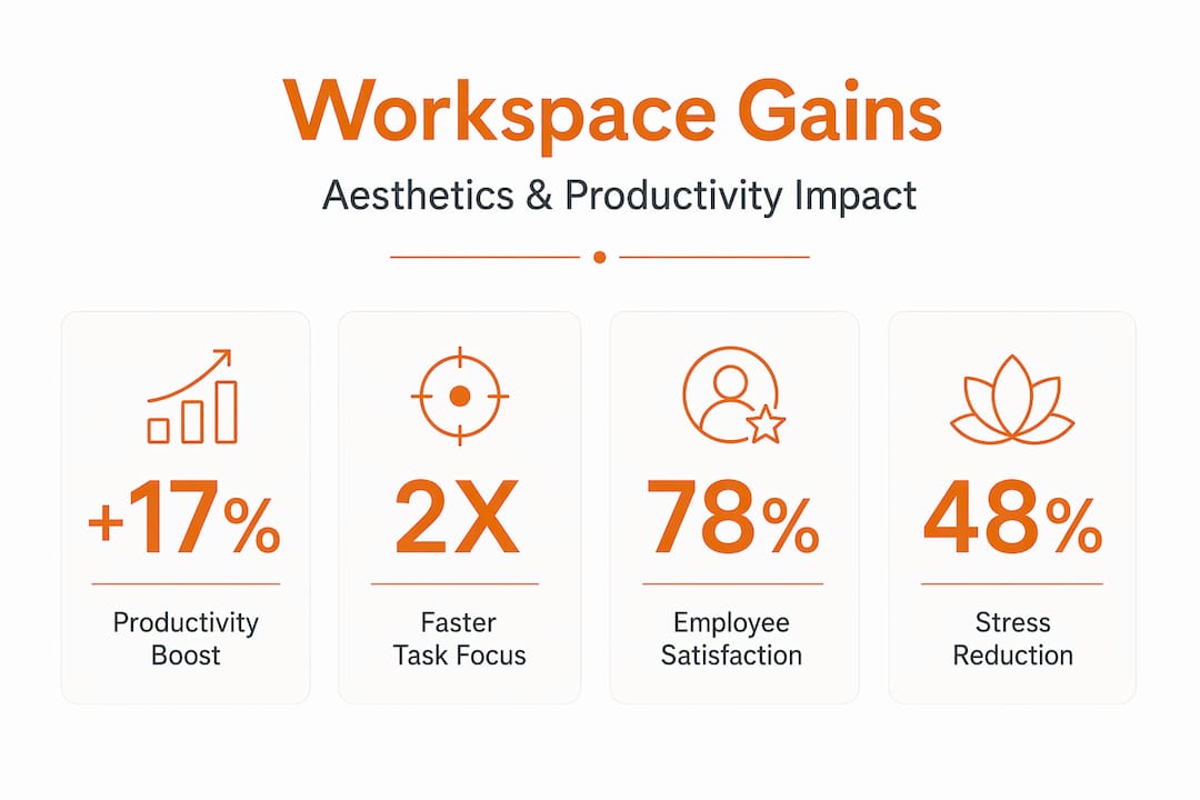 Infographic with workspace productivity statistics