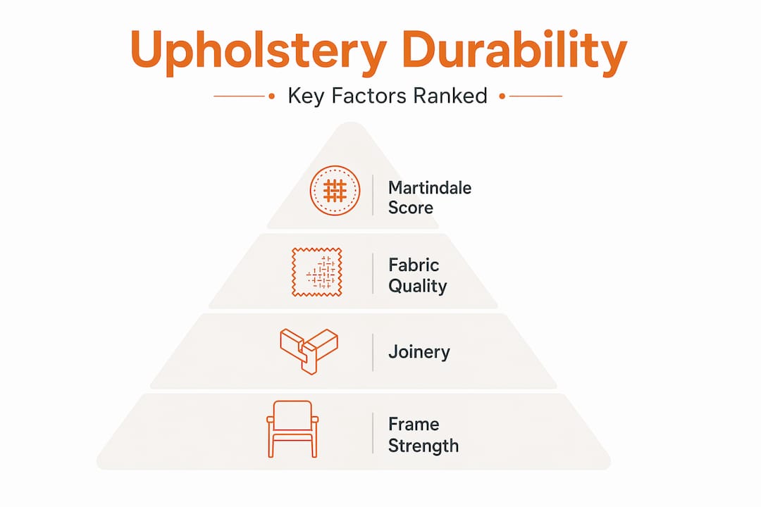 Hierarchy infographic of upholstery durability factors