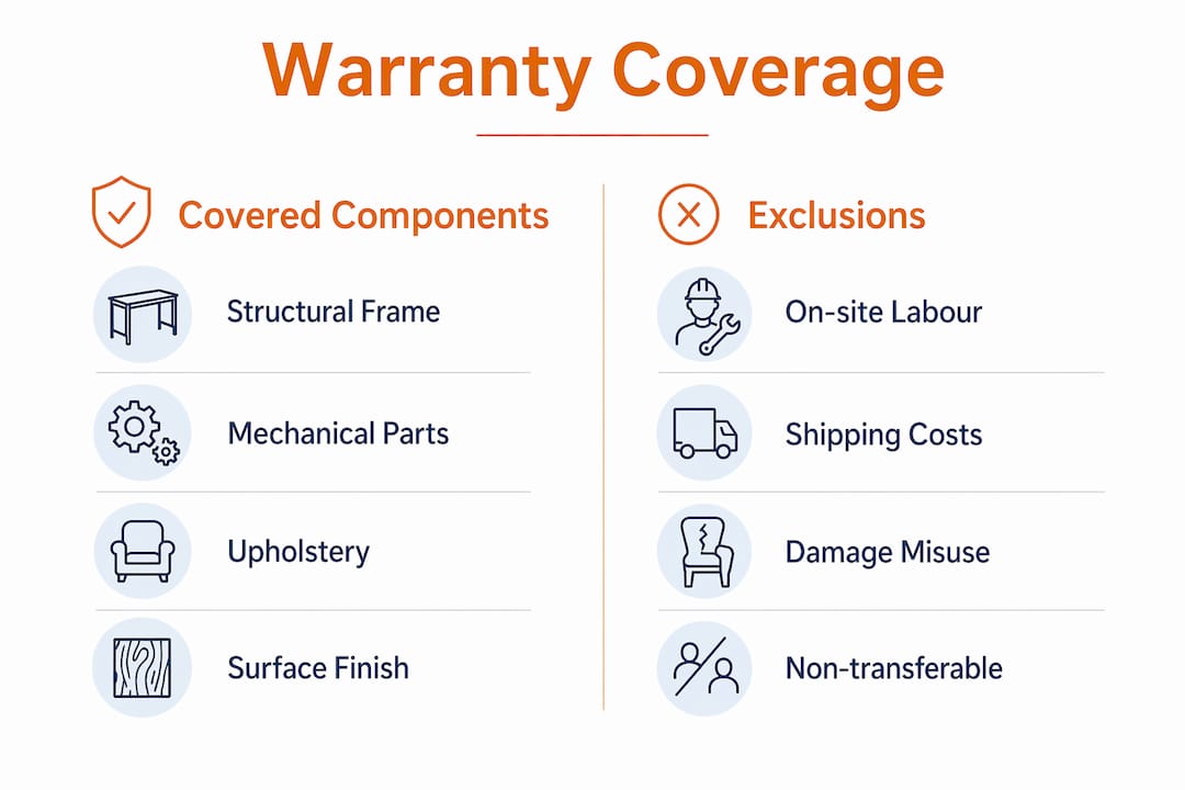 Infographic illustrating warranty coverage versus exclusions